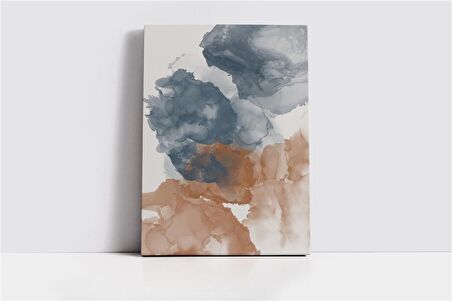 Soyut Mavi Turuncu Kanvas Tablo