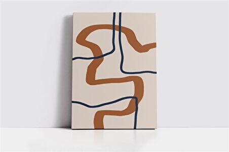 Turuncu Siyah Line Art Üçlü Set Kanvas Tablo