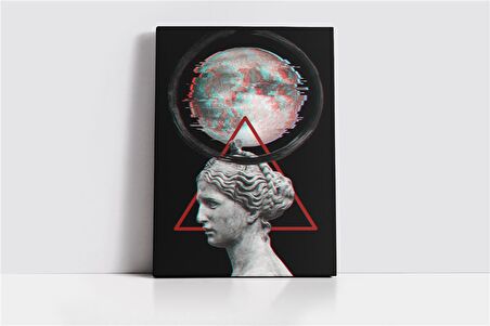 Heykel ve Ay Modern Tasarım Kanvas Tablo