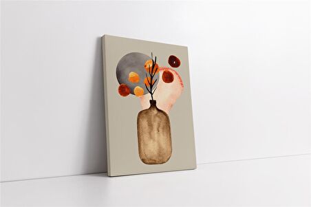 Sulu Boya Vazo ve Modern Desenler İkili Set Kanvas Tablo