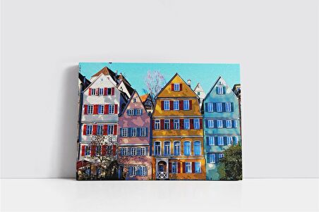 Renkli Evler Kanvas Tablo