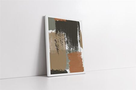 Haki ve Kiremit Tonları Soyut İkili Set Kanvas Tablo