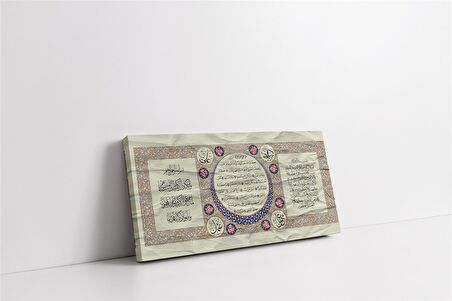 Üçlü Dua Ayetel Kürsi Bereket ve Nazar Ayeti Kanvas Tablo