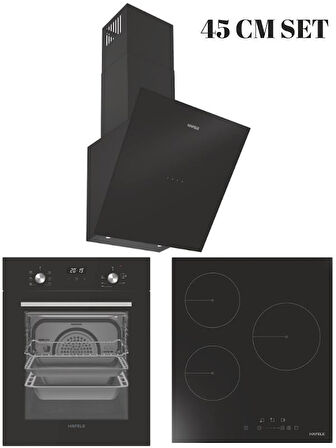 Hafele 45 CM Siyah Ankastre Set (Lumino Ocak/Vega Fırın/Vega Davlumbaz)