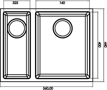 Gradde Beyaz 1.5 Goz Granıt Evye 44x56 Cm Gr5615