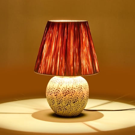 Evidea Lighting Holbeak Seramik Abajur - Bej - 35x35x25 cm