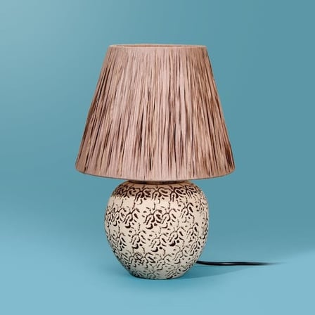 Evidea Lighting Holbeak Seramik Abajur - Bej - 35x35x25 cm