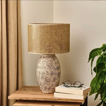 Evidea Lighting Madrid Seramik Abajur - Kahverengi - 50x50x30 cm