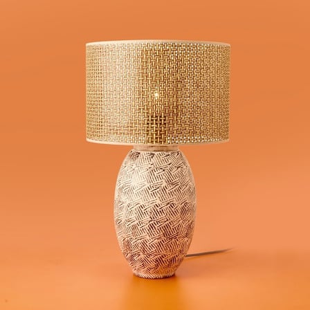 Evidea Lighting Madrid Seramik Abajur - Kahverengi - 50x50x30 cm
