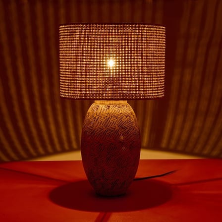 Evidea Lighting Madrid Seramik Abajur - Kahverengi - 50x50x30 cm