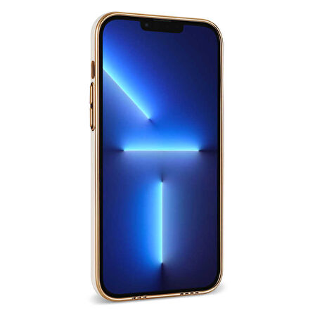Apple iPhone 13 Pro Kılıf Bark Kartlıklı Kenarları Altın Renk