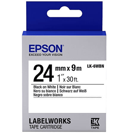 Epson LK-6WBN  Standart Etiket Kartuşu Siyah Beyaz 24 mm