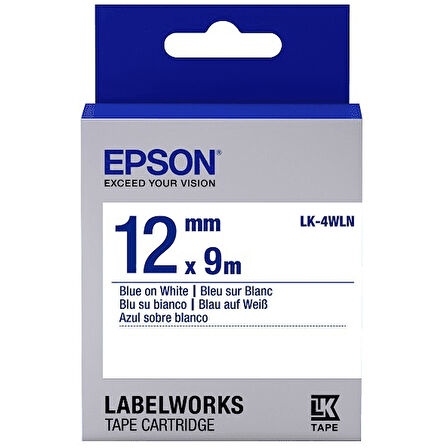 Epson LK-4WLN  Etiket Kartuşu Mavi Beyaz 12 mm C53S654022