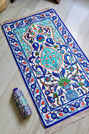 Ebru Desenli İpek Dokulu Keseli Seccade S1001