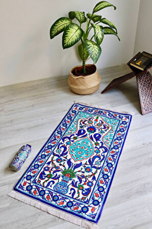 Ebru Desenli İpek Dokulu Keseli Seccade S1001