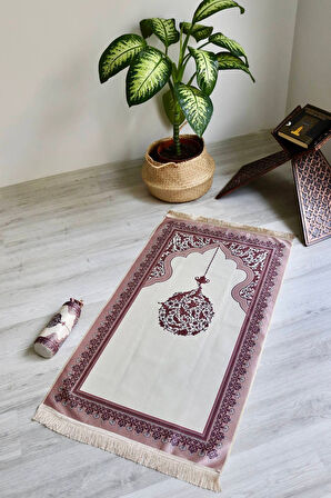 Mihrap Desenli İpek Dokulu Keseli Seccade S1029 Pembe Renk
