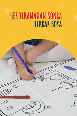 Çocuklara Özel Yıkanabilir Boyamalı Seccade Seti Kırmızı S1037