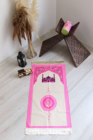 Kumbaralı Silindir Kutu Çocuk Seccadesi Pembe S1038