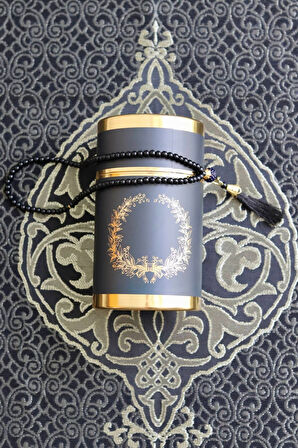 Silindir Kutulu Seccade Ve Tesbih Seti S1040 Siyah