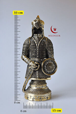 Fetih Zırh Ayetel Kürsi Biblo 15x33 Cm (BÜYÜK BOY) – Altın Renk Metal Dekoratif Aksesuar
