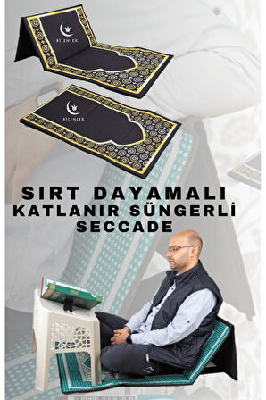 Sırt Dayamalı Seccade -Katlanabilir- Özel Çantalı YEŞİL