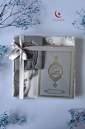 Termo Deri Yasin Kitabı Seccadeli  Eşarplı ve İnci Tesbihli Mevlüt  Set 1 Adet