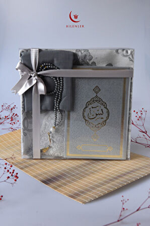 Termo Deri Yasin Kitabı Seccadeli  Eşarplı ve İnci Tesbihli Mevlüt  Set 1 Adet