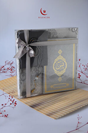 Termo Deri Yasin Kitabı Seccadeli  Eşarplı ve İnci Tesbihli Mevlüt  Set 1 Adet