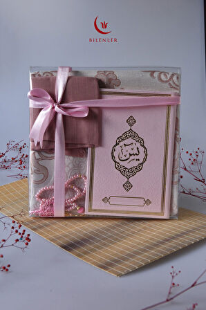 Termo Deri Yasin Kitabı Seccadeli  Eşarplı ve İnci Tesbihli Mevlüt  Set 1 Adet