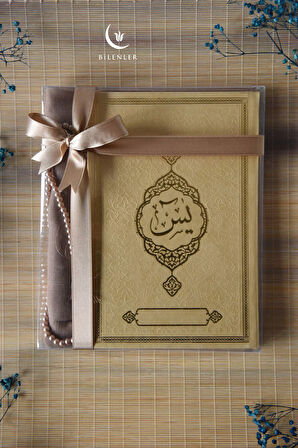 Termo Deri Yasin Kitabı Eşarp ve İnci Tesbih Mevlüt Seti 1 Adet