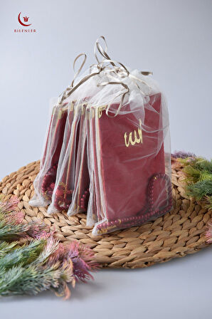 Hediyelik Tül Keseli Kadife Yasin ve İnci Tesbih Seti 1 Adet