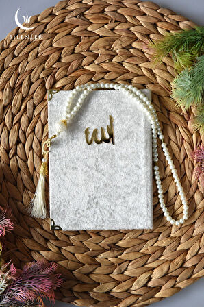 Hediyelik Tül Keseli Kadife Yasin ve İnci Tesbih Seti 5 Adet