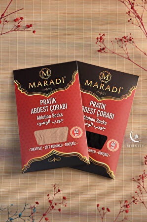 Pratik Abdest Çorabı İkili Takım Siyah ve Ten Renk
