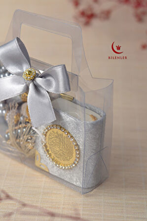 Hediyelik Kutulu Mini Kur'an İnci Tesbih ve Taşlı Zikirmatik Seti 1 Adet