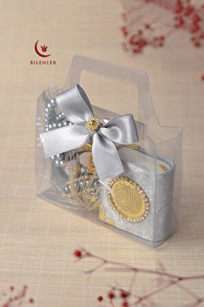 Hediyelik Kutulu Mini Kur'an İnci Tesbih ve Taşlı Zikirmatik Seti 1 Adet