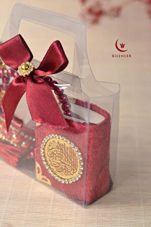 Hediyelik Kutulu Mini Kur'an İnci Tesbih ve Taşlı Zikirmatik Seti 1 Adet