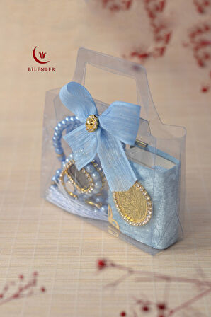 Hediyelik Kutulu Mini Kur'an İnci Tesbih ve Taşlı Zikirmatik Seti 1 Adet