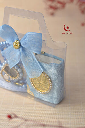 Hediyelik Kutulu Mini Kur'an İnci Tesbih ve Taşlı Zikirmatik Seti 1 Adet