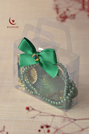 Hediyelik Kutulu Mini Kur'an İnci Tesbih ve Taşlı Zikirmatik Seti 1 Adet