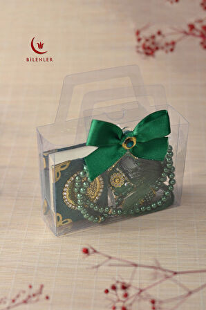 Hediyelik Kutulu Mini Kur'an İnci Tesbih ve Taşlı Zikirmatik Seti 5 Adet