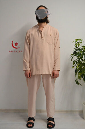 Erkek Pamuklu Aerobin Kumaş Hac ve Umre Takımı-Bol Kesim-Rahat Kalıp