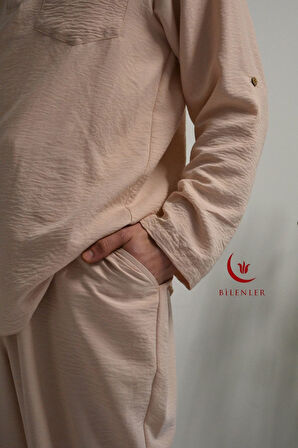 Erkek Pamuklu Aerobin Kumaş Hac ve Umre Takımı-Bol Kesim-Rahat Kalıp