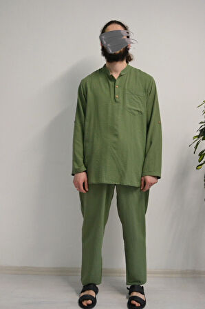 Erkek Pamuklu Aerobin Kumaş Hac ve Umre Takımı-Bol Kesim-Rahat Kalıp