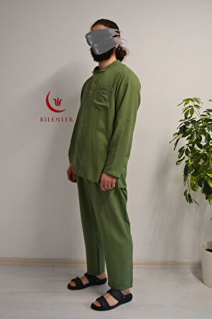 Erkek Pamuklu Aerobin Kumaş Hac ve Umre Takımı-Bol Kesim-Rahat Kalıp