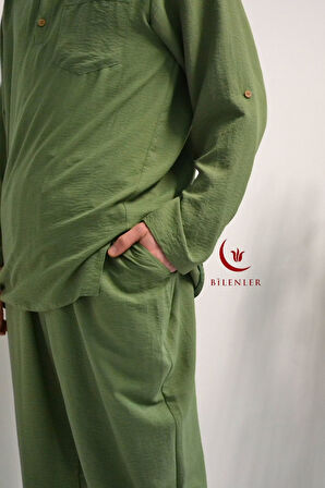 Erkek Pamuklu Aerobin Kumaş Hac ve Umre Takımı-Bol Kesim-Rahat Kalıp