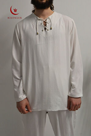 Hac ve Umre İçin Erkek Takım - Lastikli Pantolon & Dik Yaka Gömlek