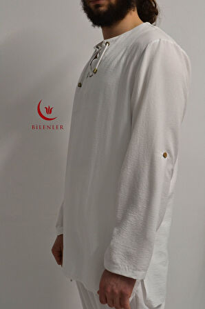 Hac ve Umre İçin Erkek Takım - Lastikli Pantolon & Dik Yaka Gömlek