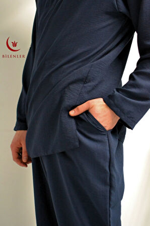 Hac ve Umre İçin Erkek Takım - Lastikli Pantolon & Dik Yaka Gömlek