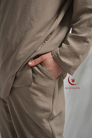 Hac ve Umre İçin Erkek Takım - Lastikli Pantolon & Dik Yaka Gömlek