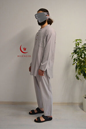 Afgan Model Pamuklu Keten Erkek Takım Rahat Kalıp